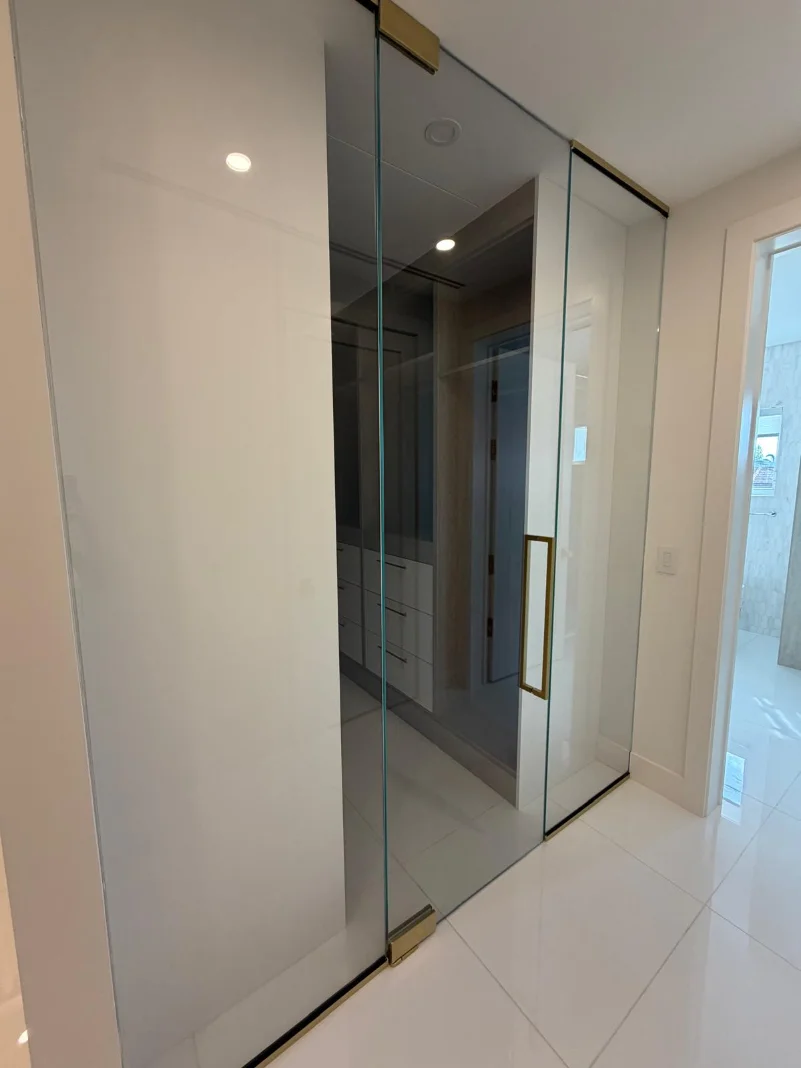 Glass closet doors after cleaning by Luxe Clean — streak-free and spotless